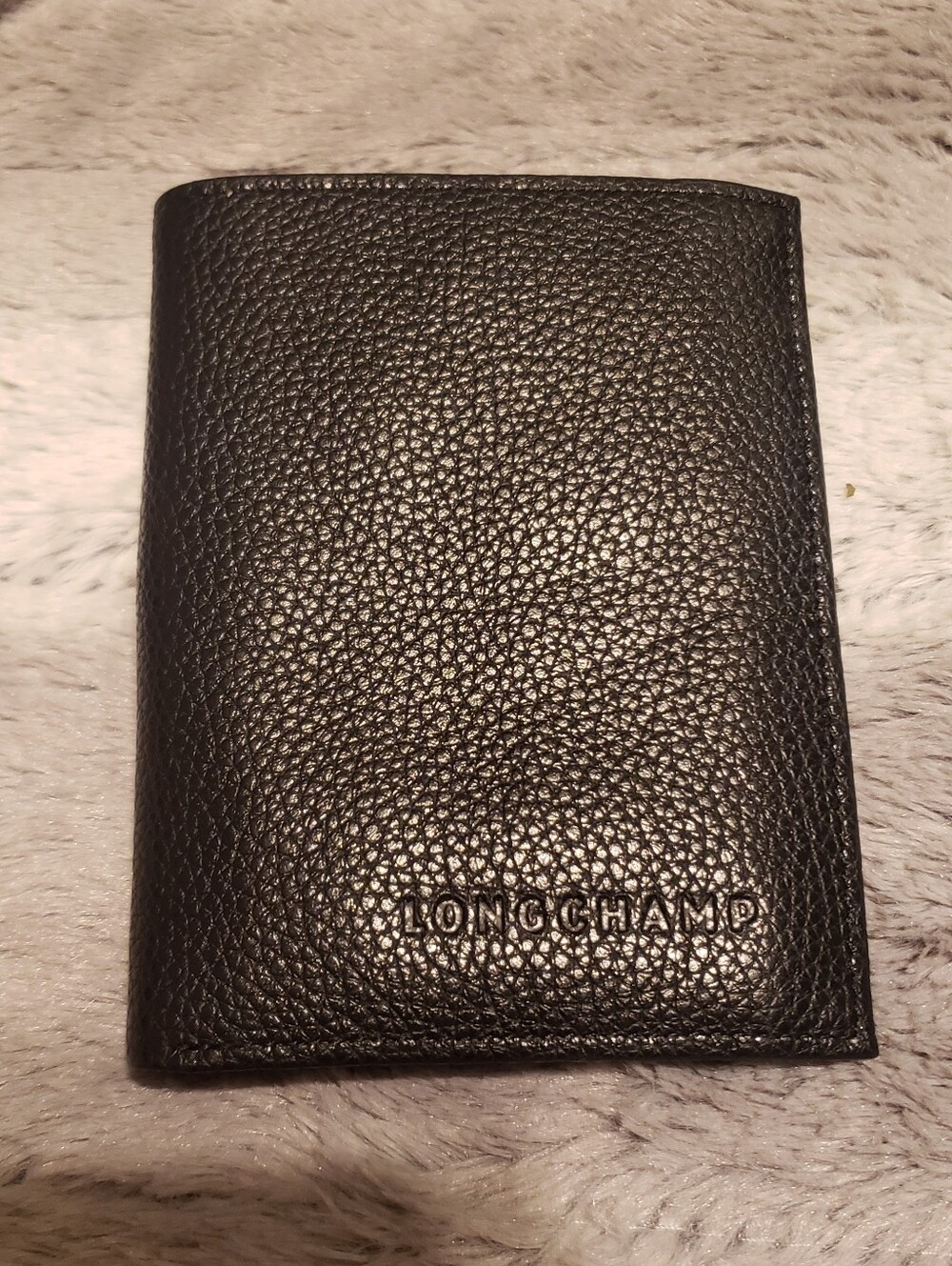 Longchamp Mens Leather Le Foulonné Trifold Wallet W Pockets New